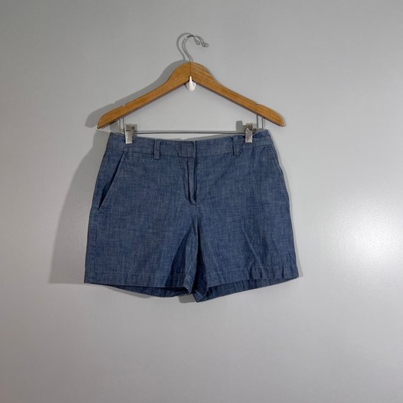 Lands' End 100% Cotton Chambray Mid-Rise Shorts - Picture 1 of 4